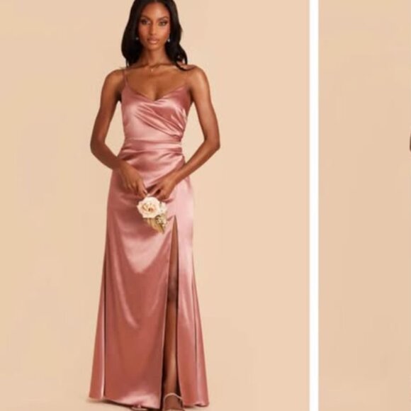 Birdey Grey Catherine Dress in Shiny Satin Desert Rose - Picture 1 of 7